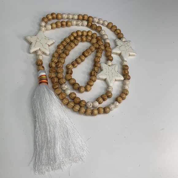 Long Mixed Media Star Tassel Necklace - Picture 7 of 8